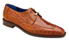 Belvedere Bolero Men's Shoes Antique Almond Brown Exotic Genuine Ostrich Split-Toe Derby Oxfords (#27)