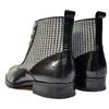 Giovanni "Kendrick" Black / White Tweed Fabric / Calfskin Ankle Spat Boots #44