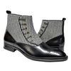 Giovanni "Kendrick" Black / White Tweed Fabric / Calfskin Ankle Spat Boots #44