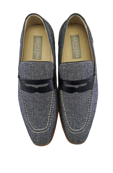 Giovanni Tweed mens loafer shoes, Navy blue