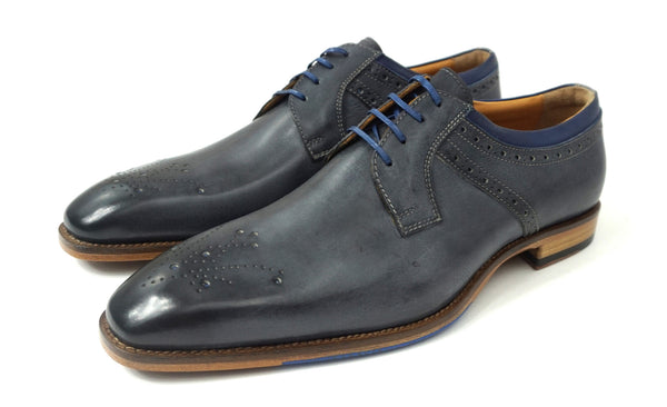 Jose Real Blue Gray Leather Lace up
