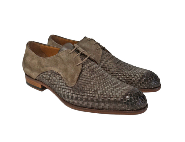 Jose Real "Taupe" basket weave lace shoe with suede trim