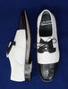 Los Altos Two Tone Caiman Belly and Lizard skin Cap Toe Shoe (Black & White)