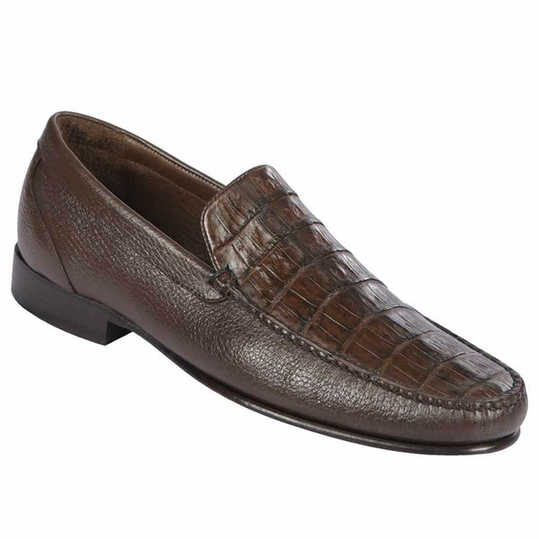Lombardy Brown Crocodile & Calfskin Men's Slip On Shoes