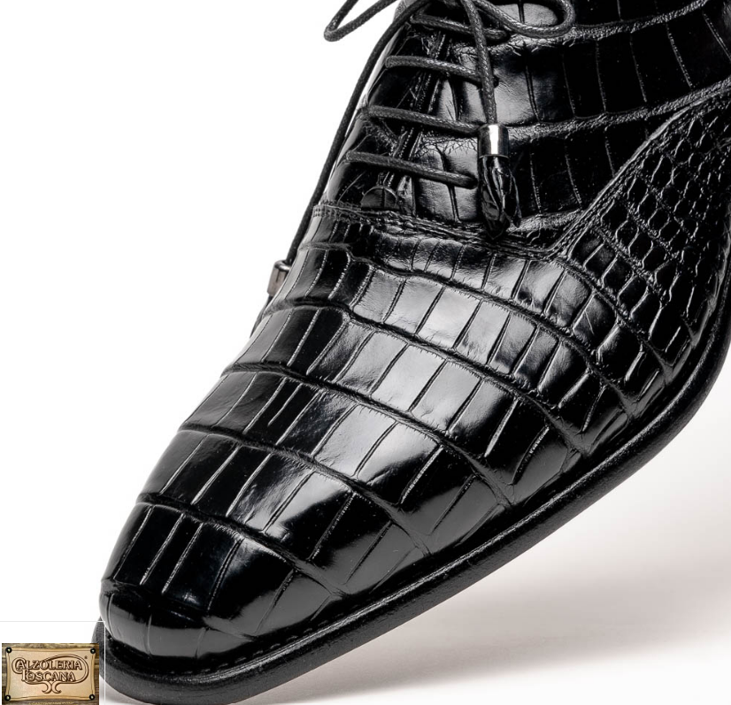 CLEARANCE Calzoleria Toscana David 6153 Nile Crocodile Shoes Black