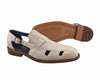 Belvedere White Ostrich Sandal "Connors".  Leather outsole.
