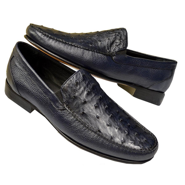 Lombardy Black Genuine Ostrich Quill Loafers A04